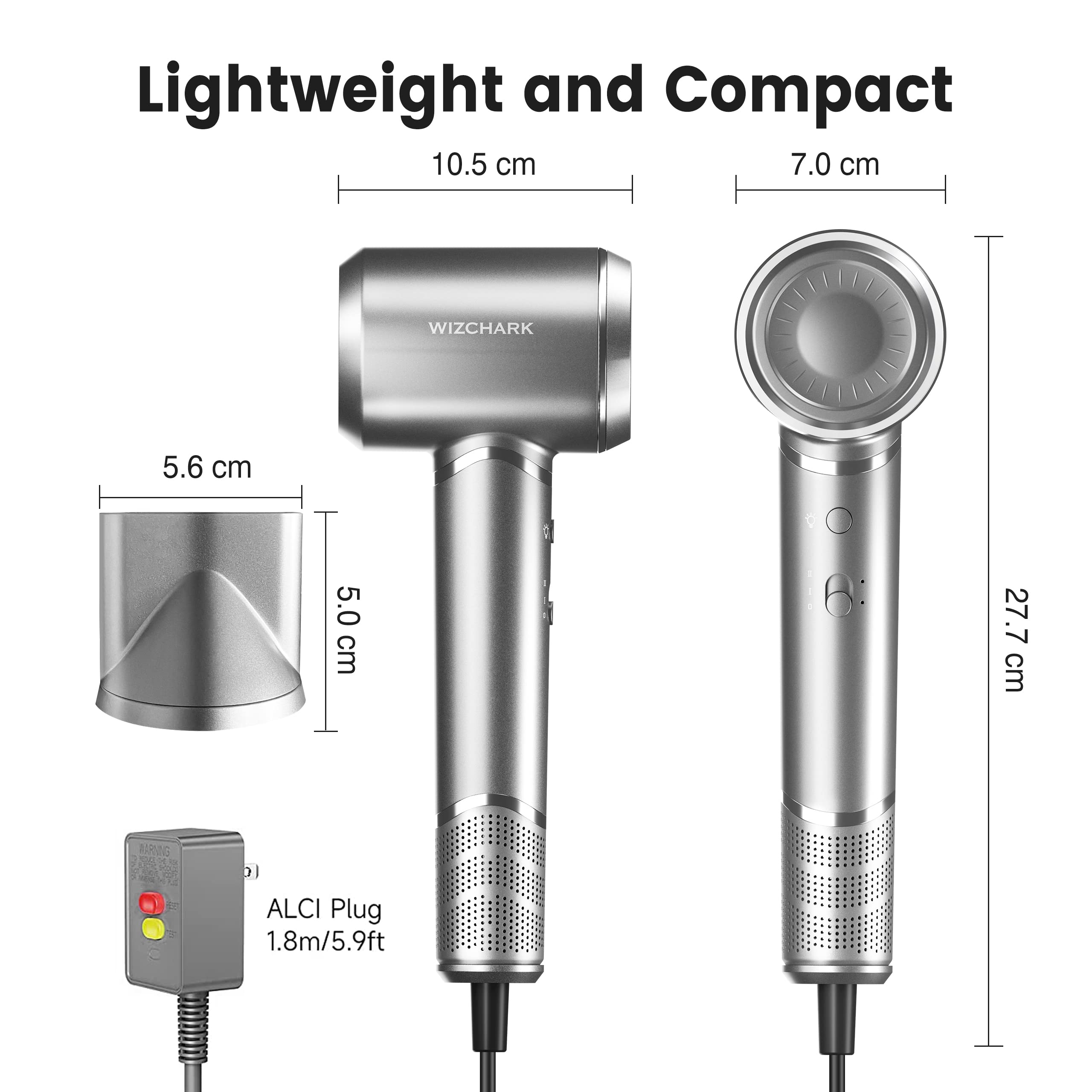 Asciugacapelli ionico a 3 luci colorate con motore brushless da 110.000 giri/min per un'asciugatura rapida